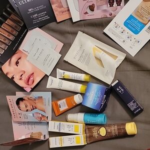 Sunscreen samples, tan drops samples, foundation sample sheets